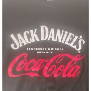 Jack Daniel’s Coca-Cola Black Collab T-Shirt XL Whiskey Cola Graphic Tee EUC